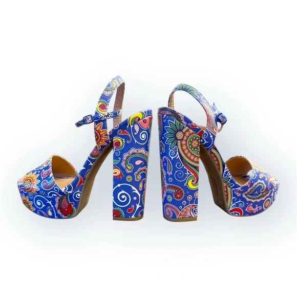 NWOT Chinese Laundry Women’s Abie Paisley Platform Psychedelic Chunky Heels - Picture 8 of 15